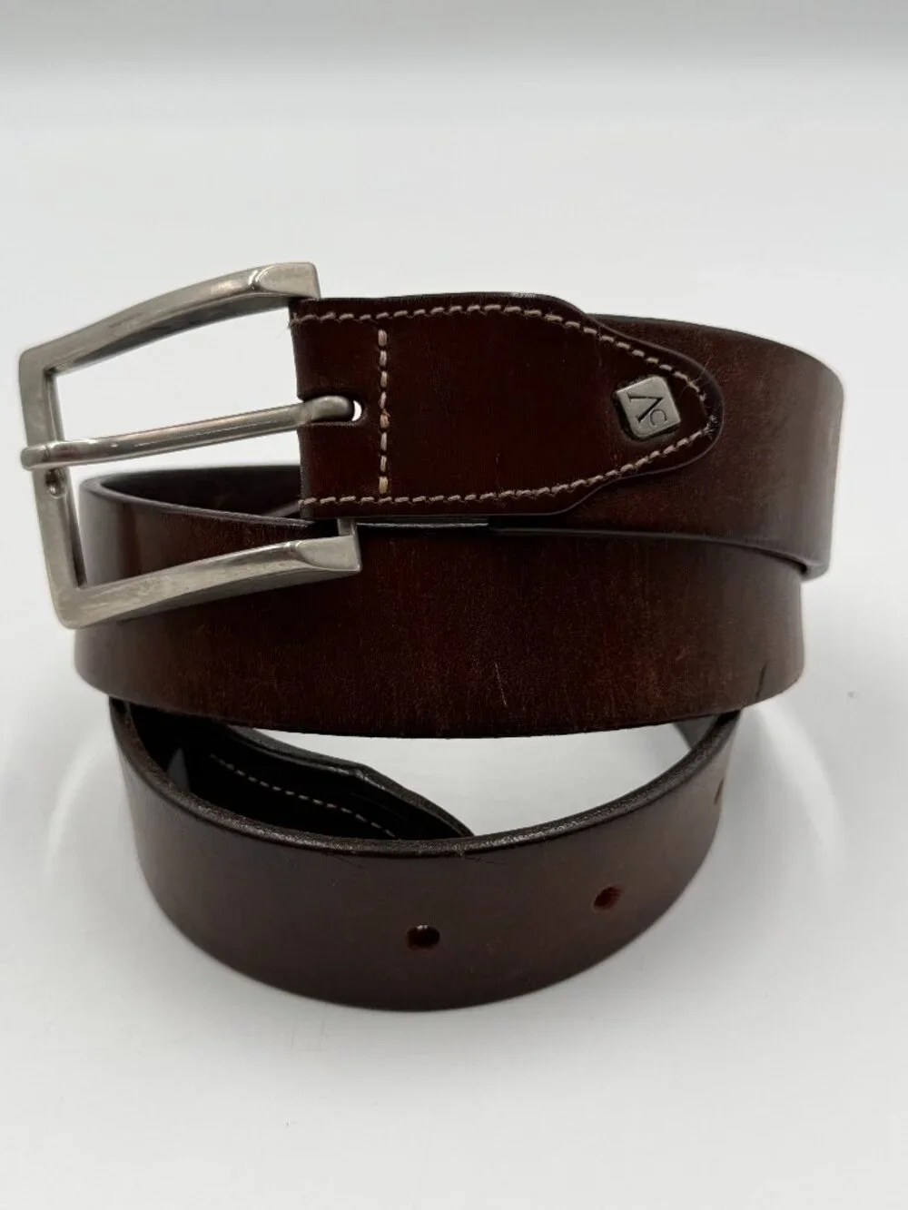 Arturo Calle Italian Leather Belt Size 40 Brown Silver Buckle 1.25